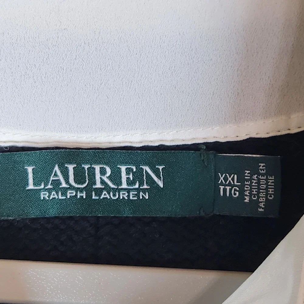 Polo Ralph Lauren blue white striped Sweater Preppy tunic inside out seam collar
